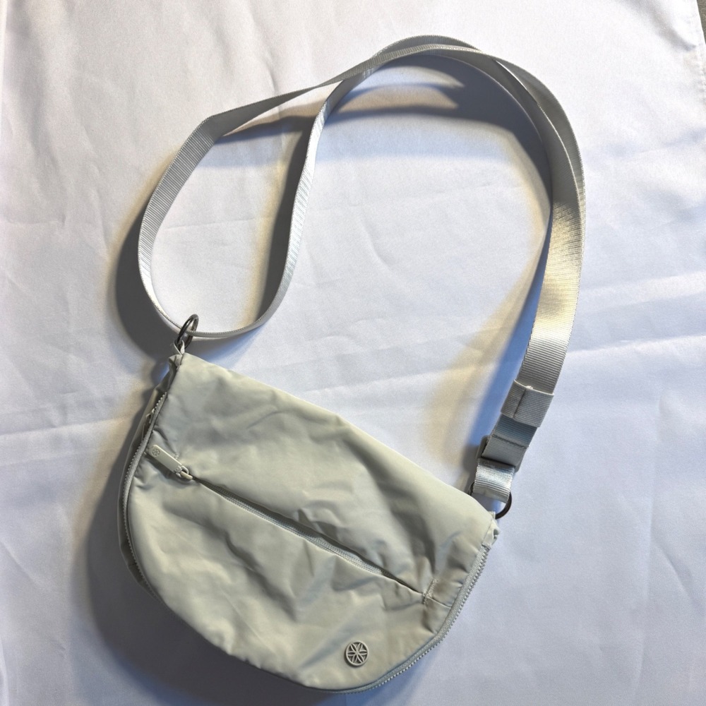 Gaiam Light Gray Nylon Crossbody Bag Adjustable Strap Travel Purse